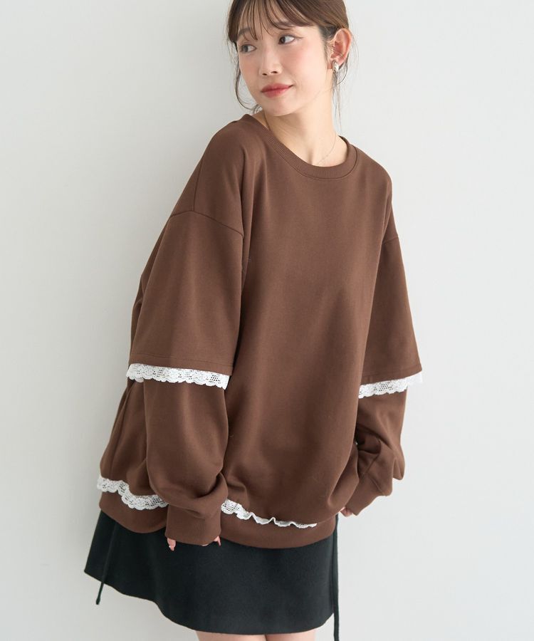 earth music&ecology「レーススウェットプルオーバー」|スウェット・ジャージ|