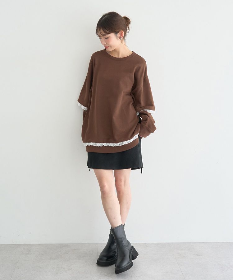 earth music&ecology「レーススウェットプルオーバー」|スウェット・ジャージ|