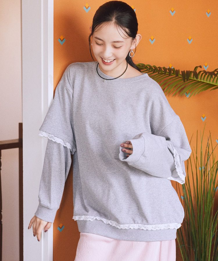 earth music&ecology「レーススウェットプルオーバー」|スウェット・ジャージ|