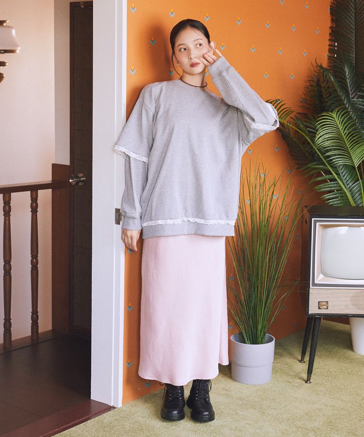 earth music&ecology「レーススウェットプルオーバー」|スウェット・ジャージ|