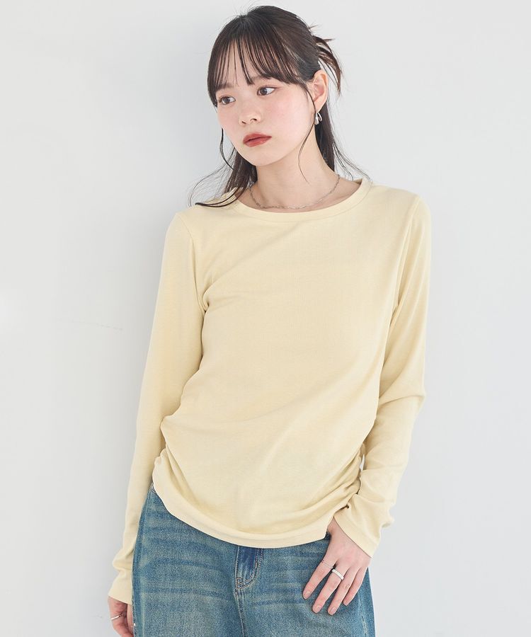 earth music&ecology「サイドギャザープルオーバー」|Tシャツ・カットソー|Light yellow