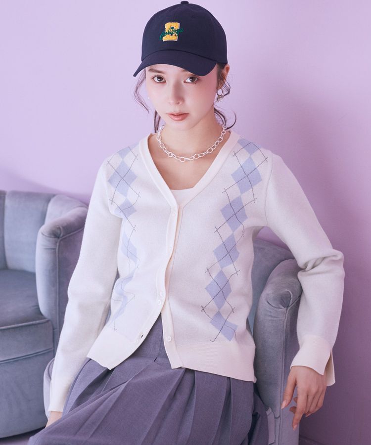 earth music&ecology「アーガイルニットカーディガン」|カーディガン|