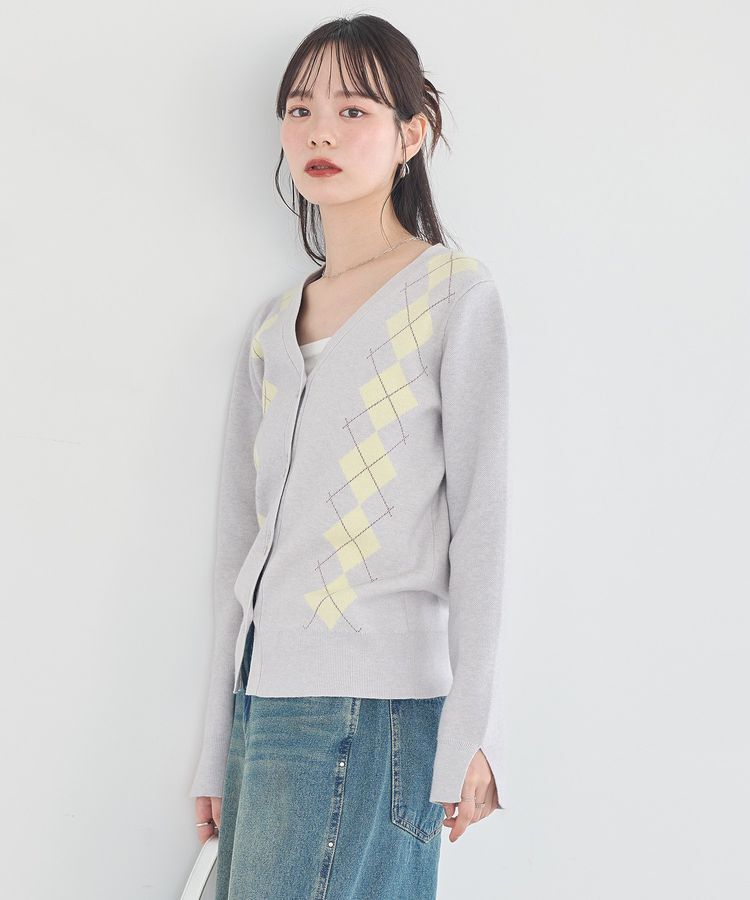 earth music&ecology「アーガイルニットカーディガン」|カーディガン|