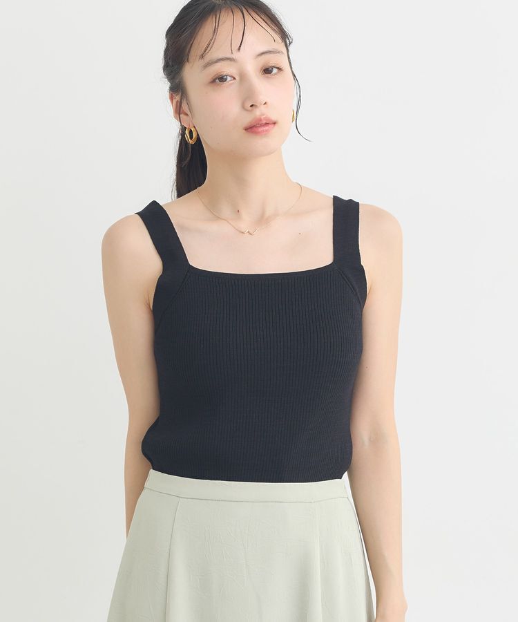 earth music&ecology「リブニットタンクトップ」|インナー|Black