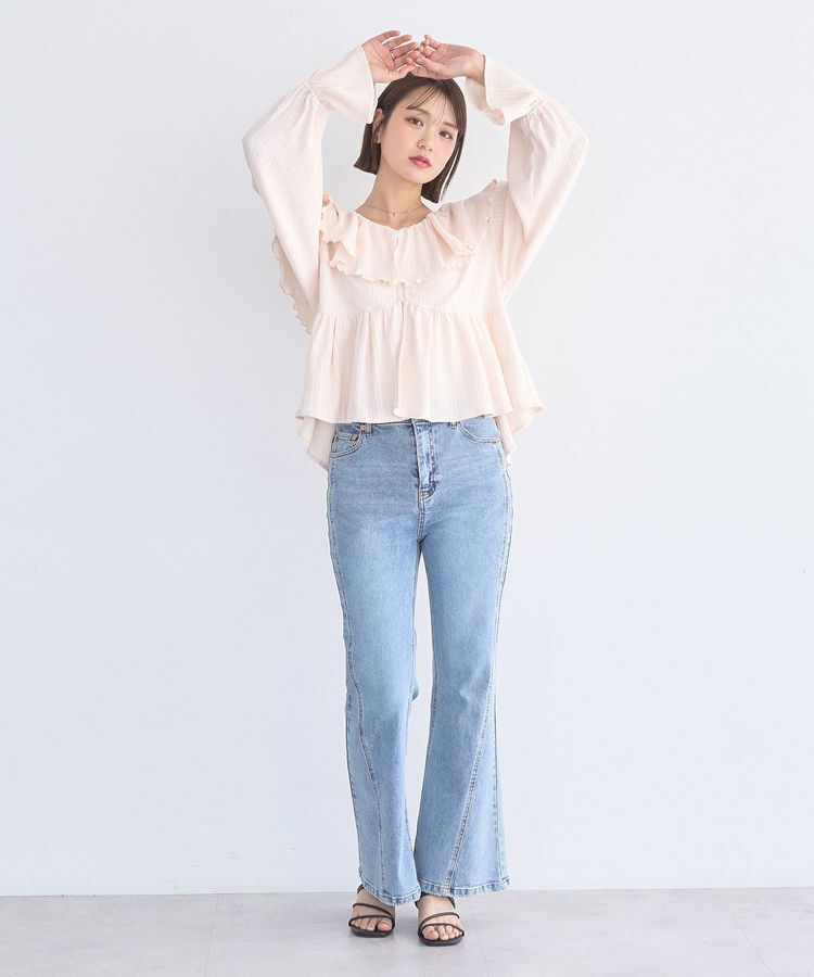 earth music&ecology「切り替えフレアデニムパンツ」|デニム|