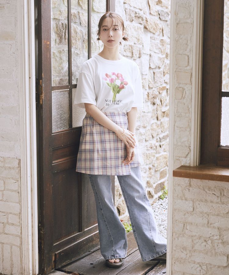 earth music&ecology「切り替えフレアデニムパンツ」|デニム|