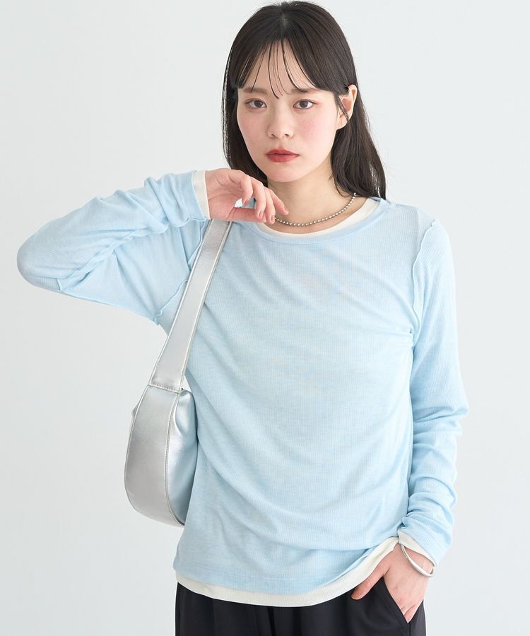 earth music&ecology「微シアーメロープルオーバー」|Tシャツ・カットソー|Light Blue