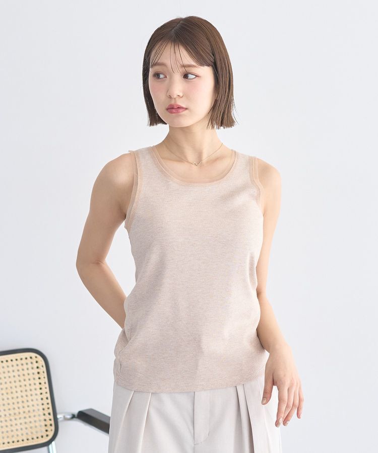 earth music&ecology「エッジチュールラメテレコタンクトップ」|インナー|
