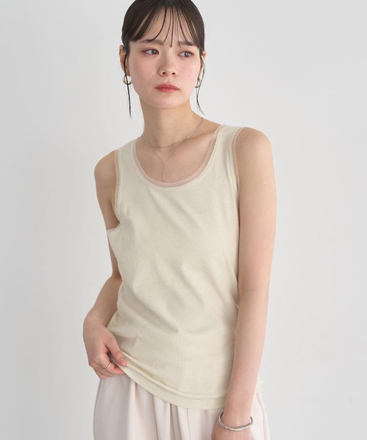 earth music&ecology「エッジチュールラメテレコタンクトップ」|インナー|