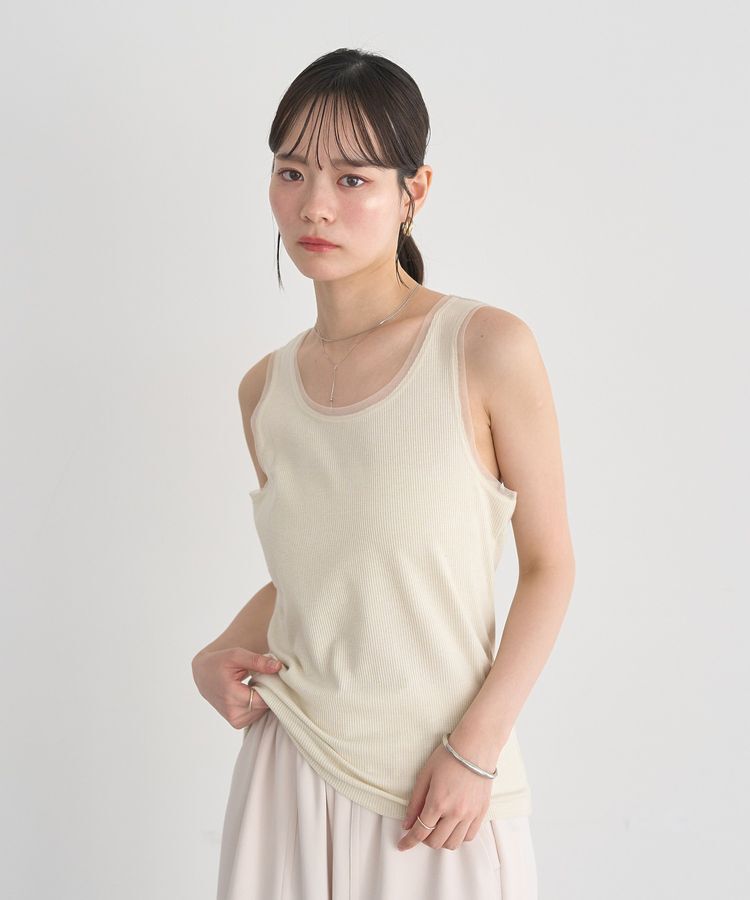 earth music&ecology「エッジチュールラメテレコタンクトップ」|インナー|