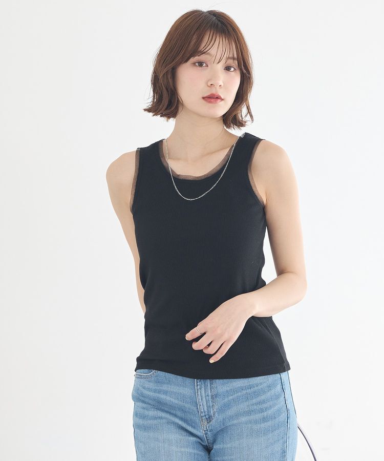 earth music&ecology「エッジチュールラメテレコタンクトップ」|インナー|