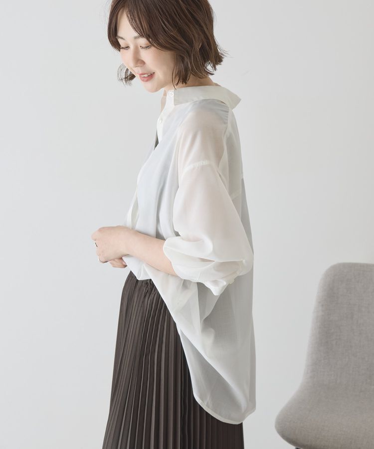 AMERICAN HOLIC「【イージーケア・UVカット】シアーラウンドシャツ」|シャツ・ブラウス|