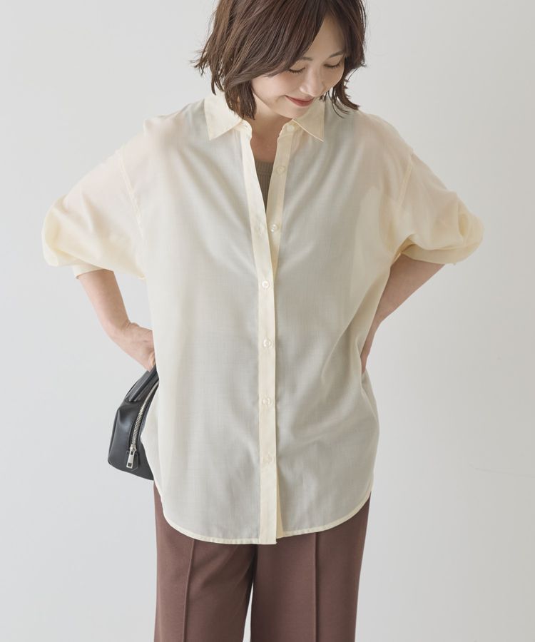 AMERICAN HOLIC「【イージーケア・UVカット】シアーラウンドシャツ」|シャツ・ブラウス|