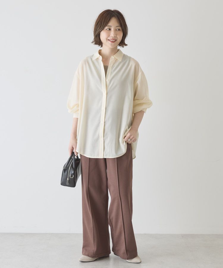 AMERICAN HOLIC「【イージーケア・UVカット】シアーラウンドシャツ」|シャツ・ブラウス|