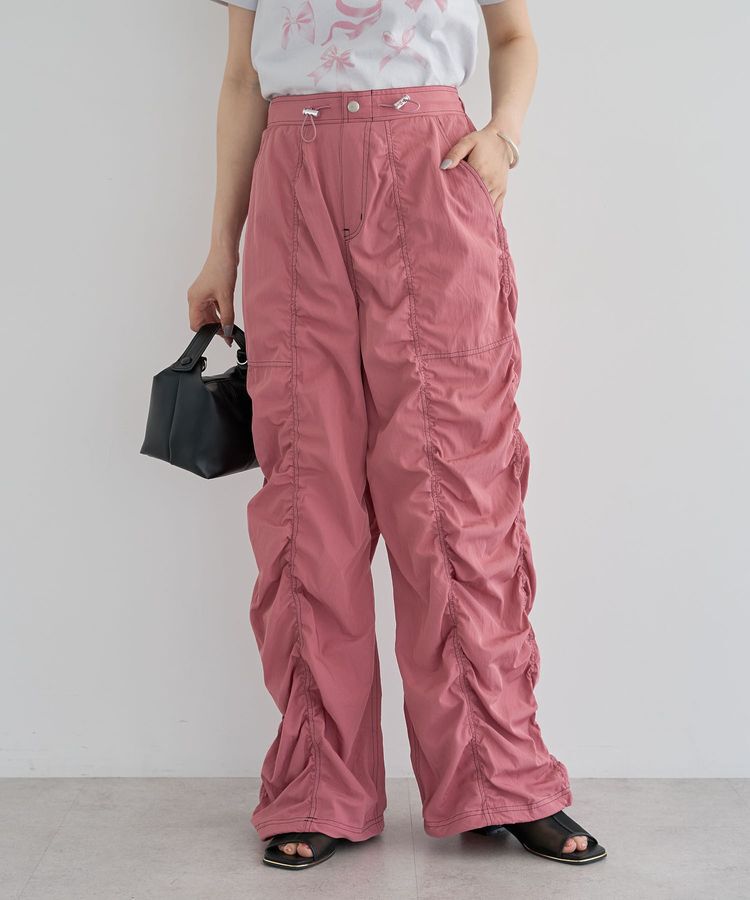 Green Parks「・SUGAR SPOON 配色stギャザーパンツ」|その他|Pink