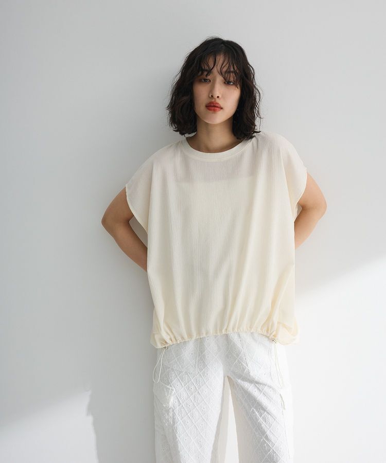 Green Parks「表面カット裾ドロストプルオーバー」|Tシャツ・カットソー|Ecru