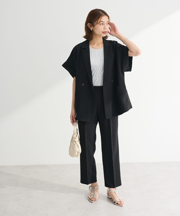 Green Parks「麻調フレンチスリーブジャケット」|テーラードジャケット|