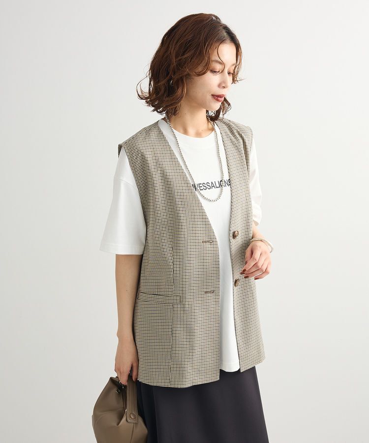 Green Parks「ノースリーブチェックジレ」|ベスト・ジレ|