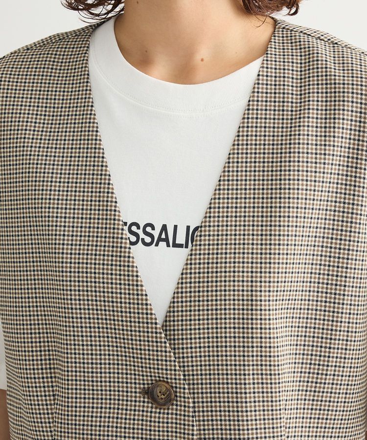 Green Parks「ノースリーブチェックジレ」|ベスト・ジレ|