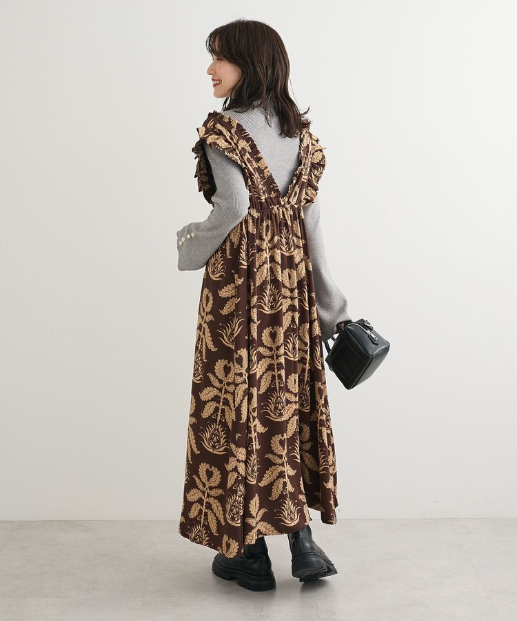 Green Parks「■ESCAR ボタニカルptフリルエプロンワンピース」|ワンピース|