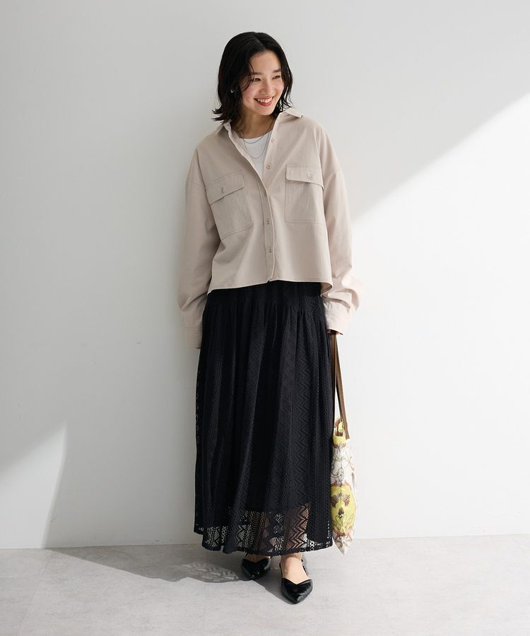Green Parks「ラウンド切替インドコットンレーススカート」|フレア|