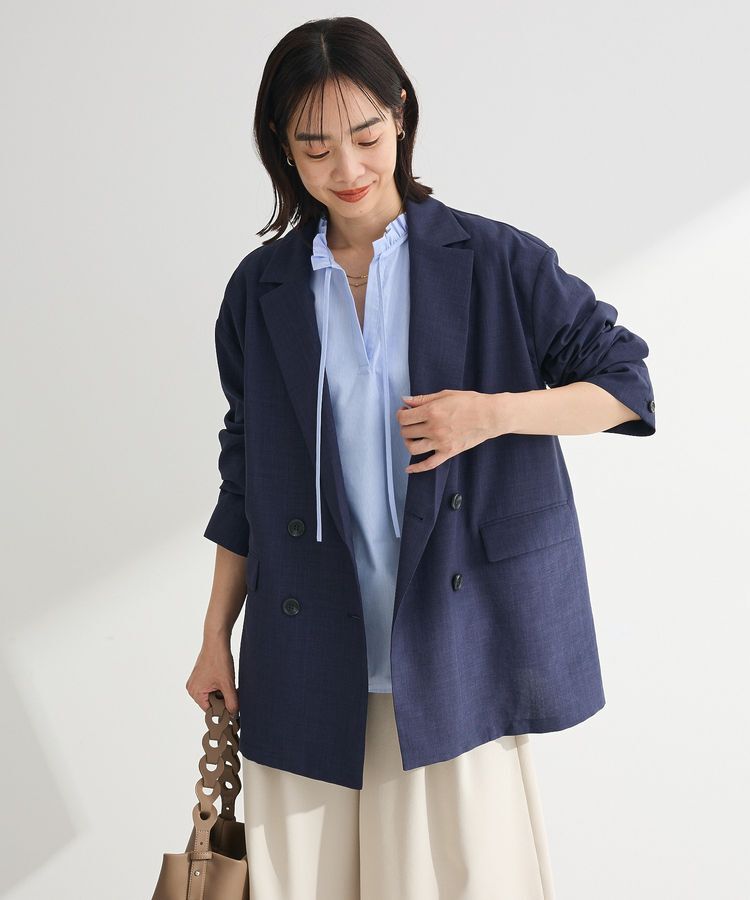 Green Parks「オーバーサイズW釦ライトジャケット」|テーラードジャケット|Navy