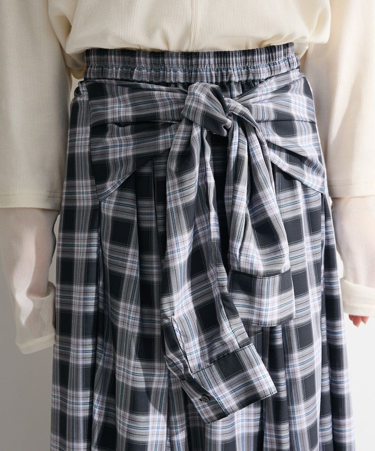 Green Parks「【しゃれシャツ】イージーケアチェックボリュームスカート」|フレア|