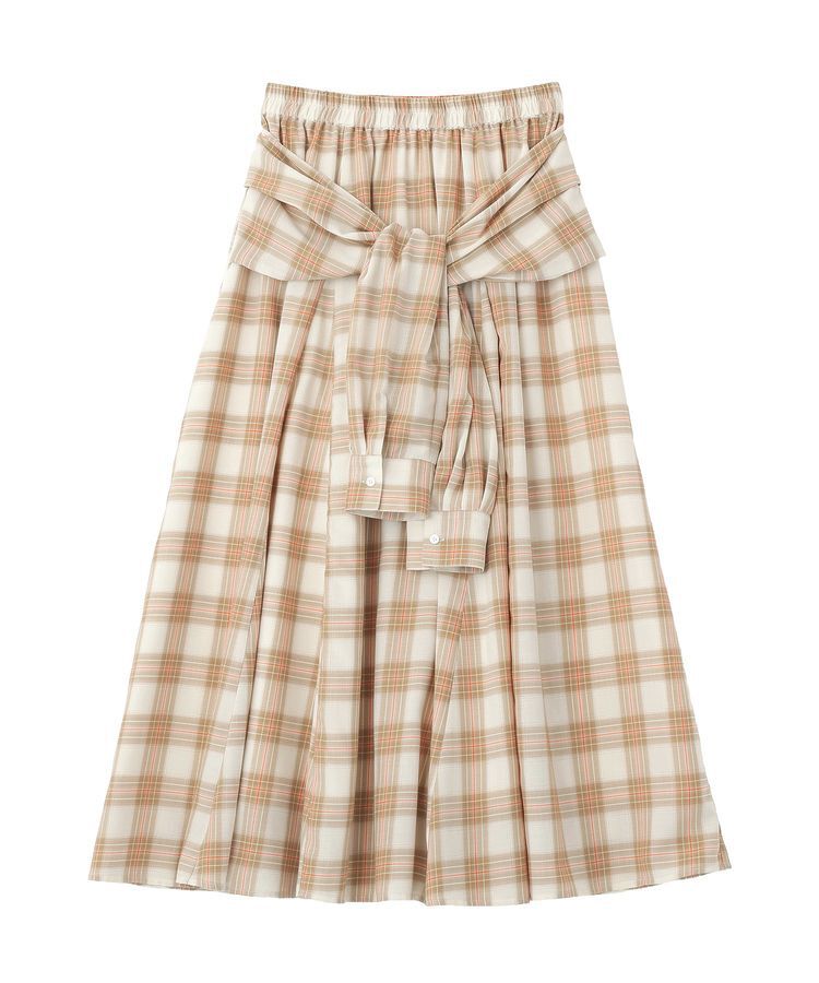 Green Parks「【しゃれシャツ】イージーケアチェックボリュームスカート」|フレア|