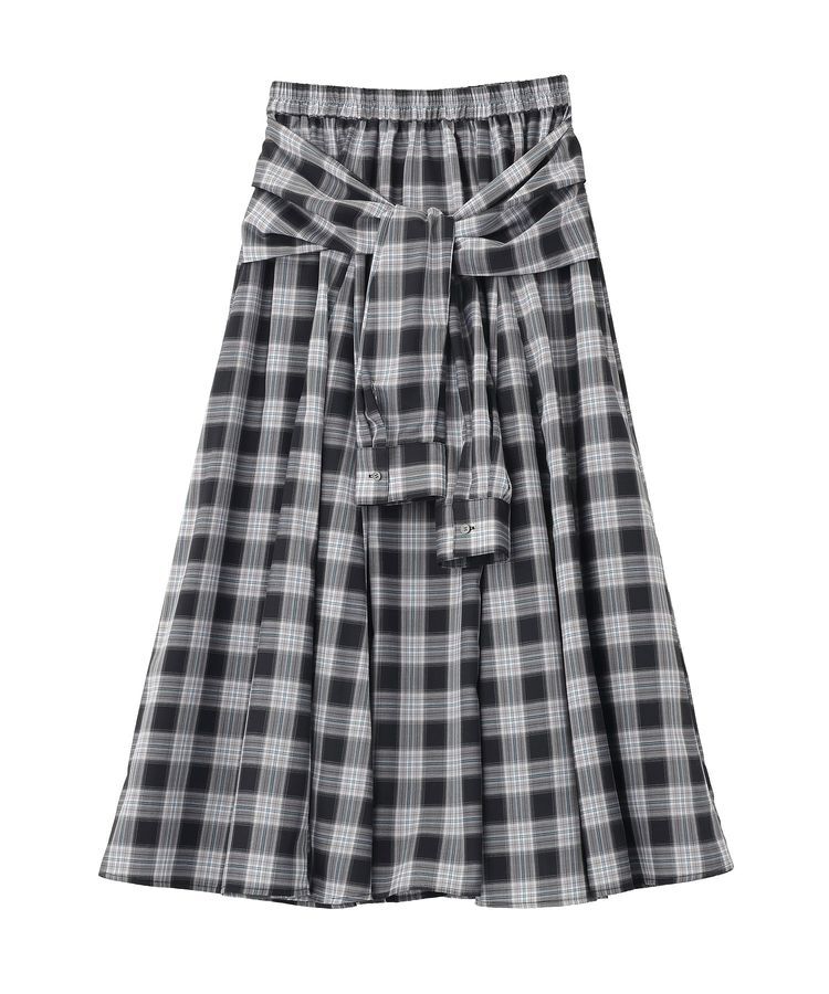 Green Parks「【しゃれシャツ】イージーケアチェックボリュームスカート」|フレア|