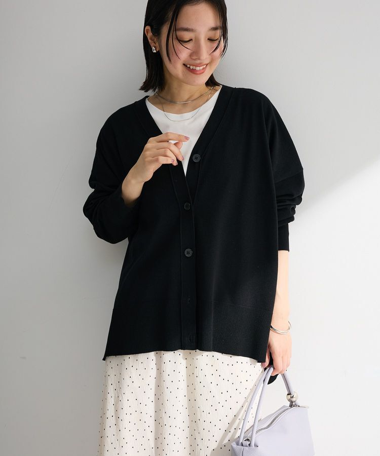 Green Parks「ここちニットVネックカーディガン」|カーディガン|Black