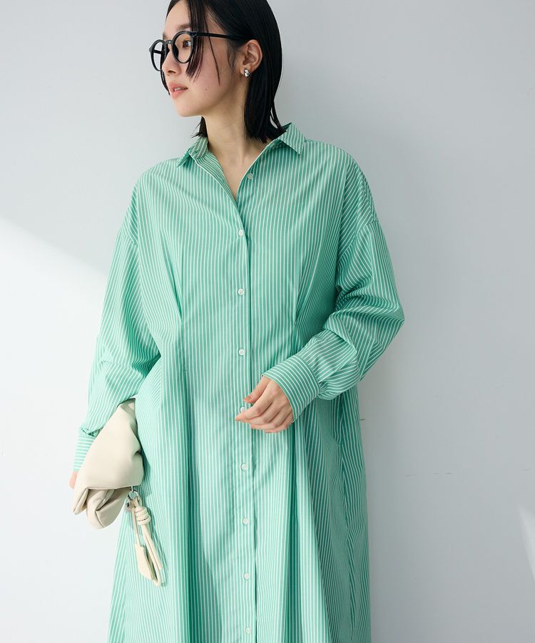 Green Parks「イージーケア抜け衿ウエストタックシャツワンピース」|ワンピース|