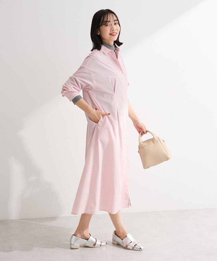 Green Parks「イージーケア抜け衿ウエストタックシャツワンピース」|ワンピース|
