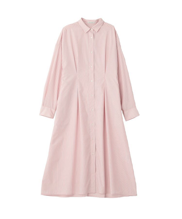 Green Parks「イージーケア抜け衿ウエストタックシャツワンピース」|ワンピース|