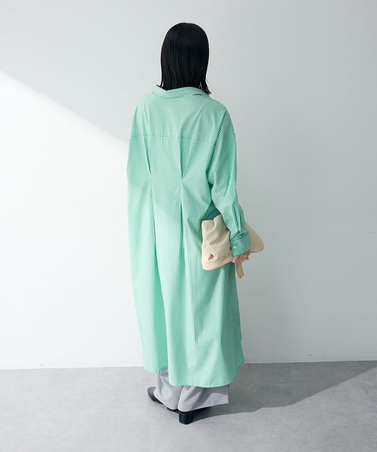 Green Parks「イージーケア抜け衿ウエストタックシャツワンピース」|ワンピース|