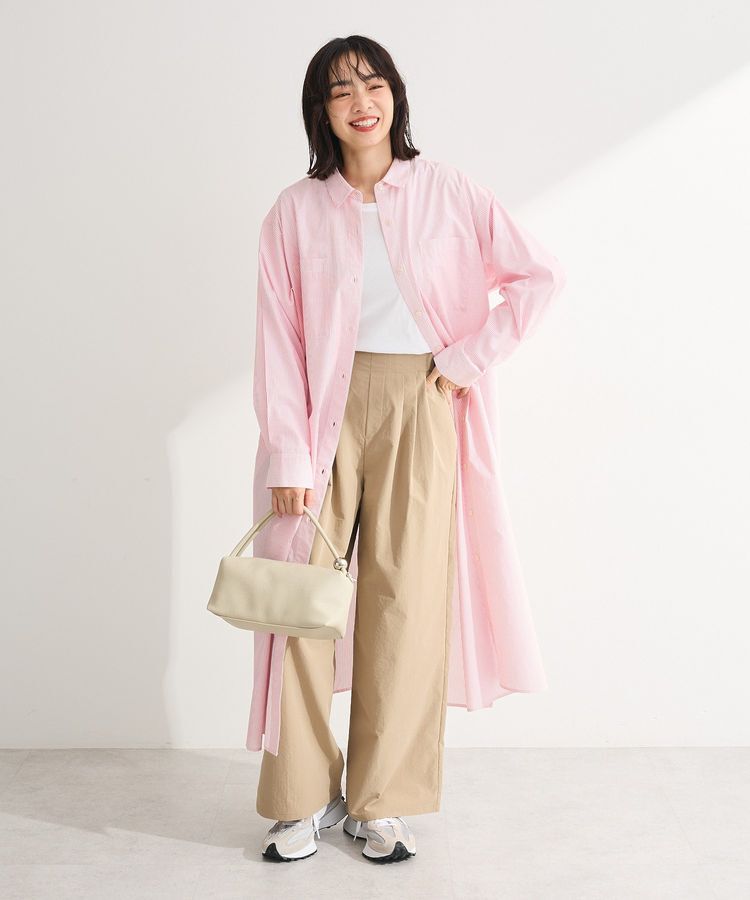 Green Parks「UVカットシャツワンピース」|ワンピース|Stripe Pink