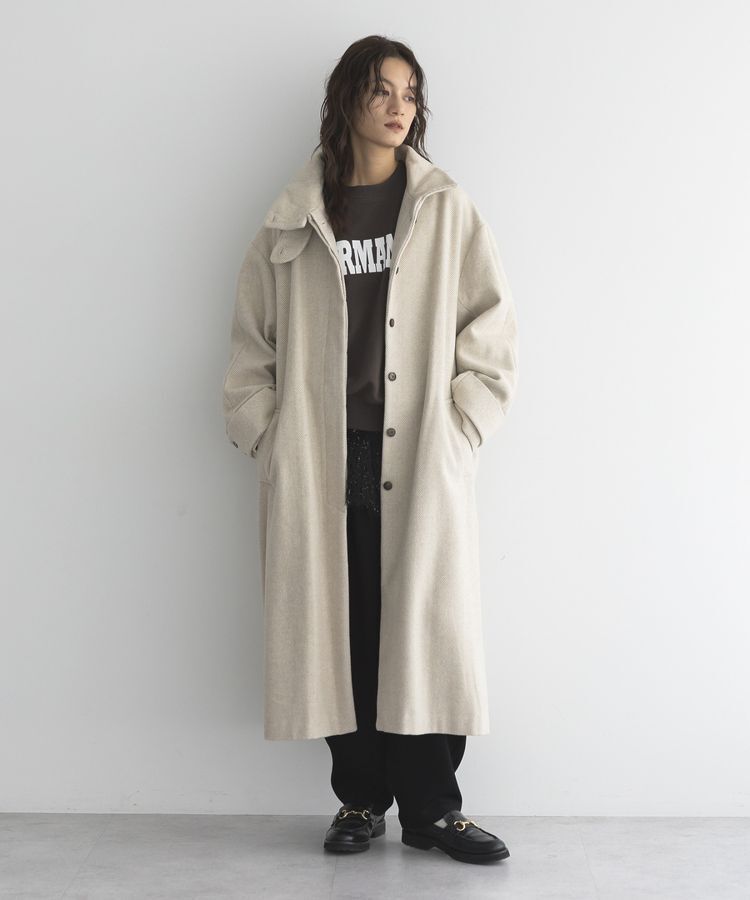 GARAGE OF GOOD CLOTHING「ヘリンボンウール混スタンドカラーロングコート」|その他|Beige
