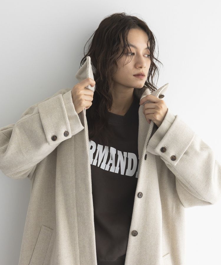 GARAGE OF GOOD CLOTHING「ヘリンボンウール混スタンドカラーロングコート」|その他|
