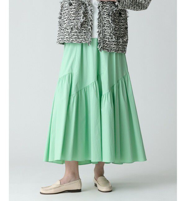 allureville「◇バイヤス切替ギャザースカート」|スカート|ミントグリーン