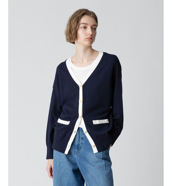 allureville「ハイツイストコットンV カーディガン」|カーディガン|ネイビー