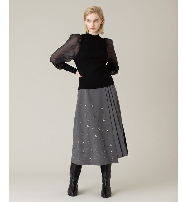 LOULOU WILLOUGHBY「【LOULOU WILLOUGHBY】ビジューアシメスカート」|スカート|