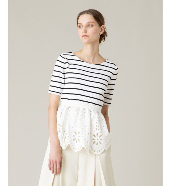 LOULOU WILLOUGHBY「【LOULOU WILLOUGHBY】アイレットレースペプラムプルオーバー」|その他|ブラック系