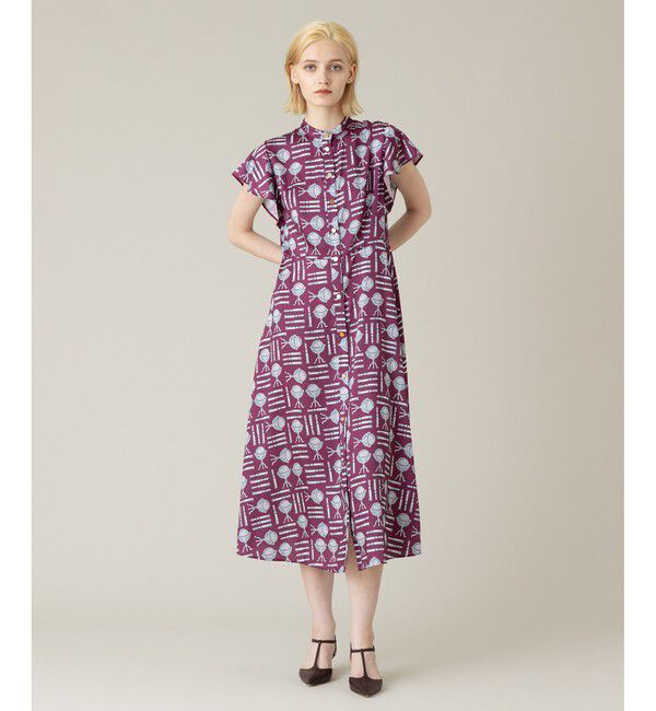 LOULOU WILLOUGHBY「【LOULOU WILLOUGHBY】グローブプリント ワンピース」|ワンピース|ボルドー