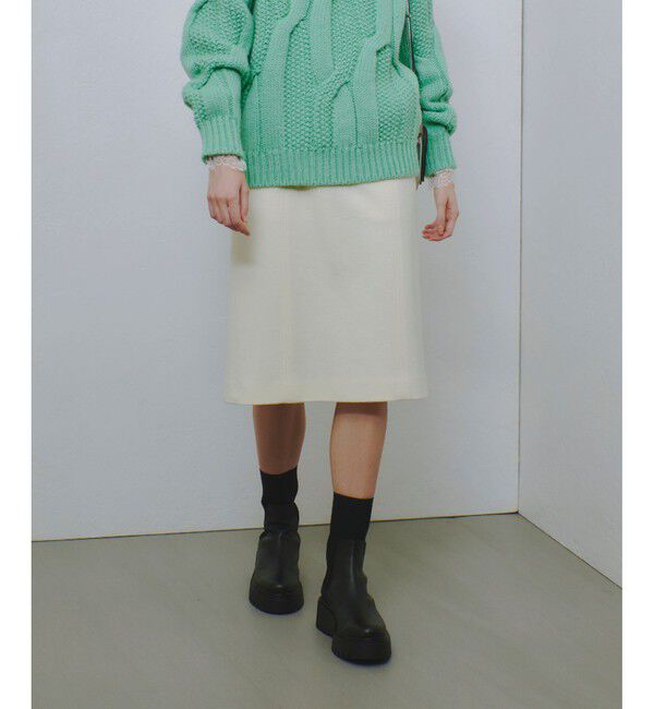 allureville「ハードメルトンスムースミディスカート」|タイト|