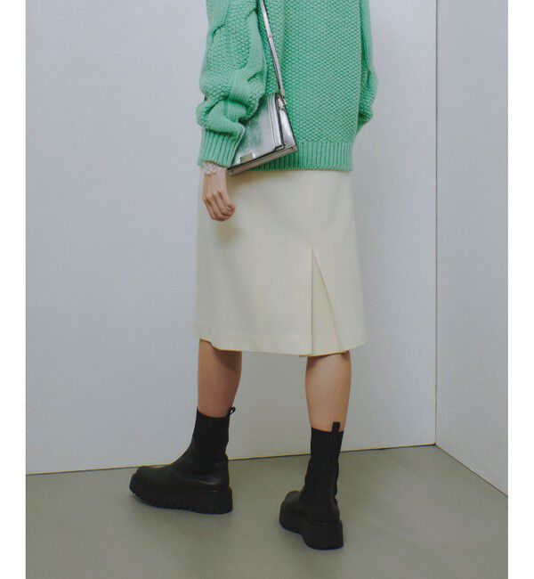 allureville「ハードメルトンスムースミディスカート」|タイト|