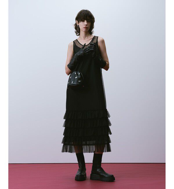 allureville「チュールフリルティアードワンピース」|ワンピース|ブラック