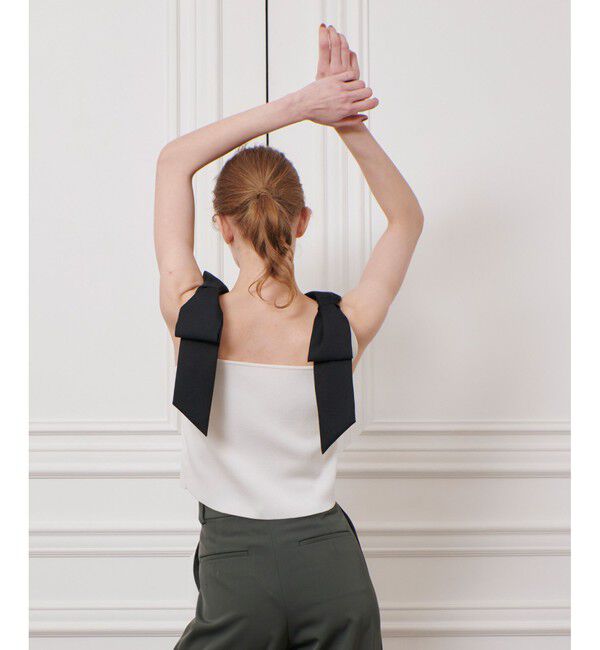 LOULOU WILLOUGHBY「【LOULOU WILLOUGHBY】ショルダーリボンミニタンクプルオーバー」|ニット・セーター|