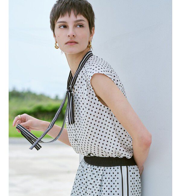 allureville「パネルドットプリントボウタイブラウス」|シャツ・ブラウス|