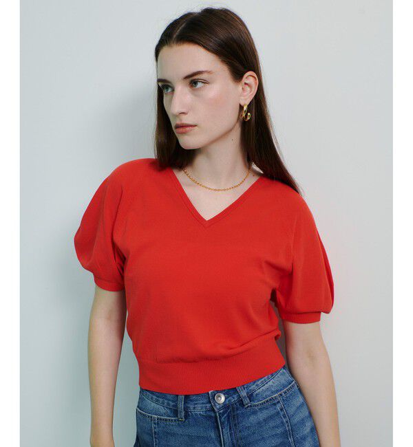 allureville「ハイツイストヤーンプルオーバー」|ニット・セーター|オレンジ