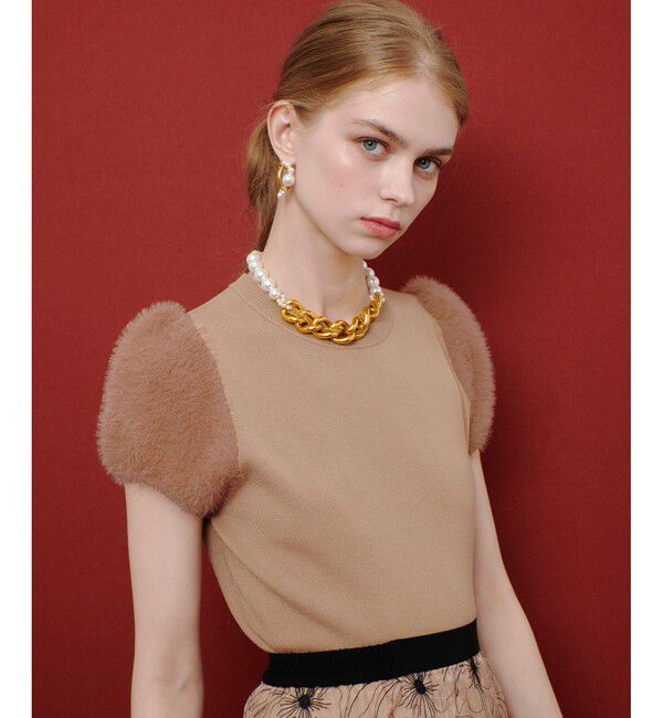 LOULOU WILLOUGHBY「WEB限定【LOULOU WILLOUGHBY】フェザースリーブプルオーバー」|ニット・セーター|ベージュ