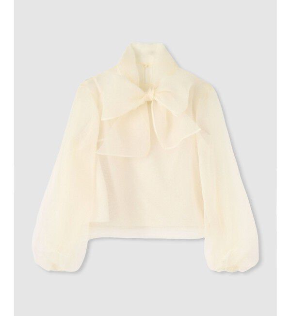 LOULOU WILLOUGHBY「【LOULOU WILLOUGHBY】オーガンリボンブラウス」|シャツ・ブラウス|オフホワイト